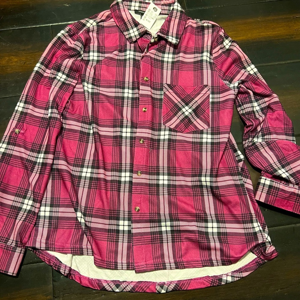 Pink flannel button up